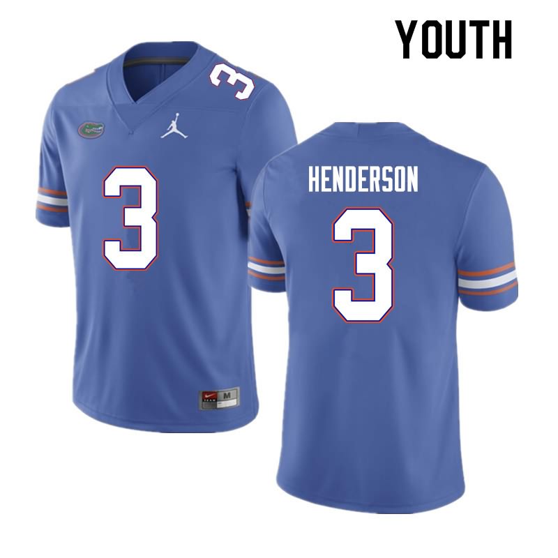 Youth NCAA Florida Gators Xzavier Henderson #3 Stitched Authentic Nike Blue College Football Jersey ZZJ3165TK